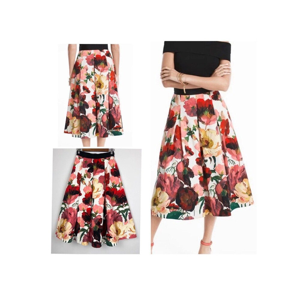 White House Black Market Poppy Full MIDI Skirt Sz. 2